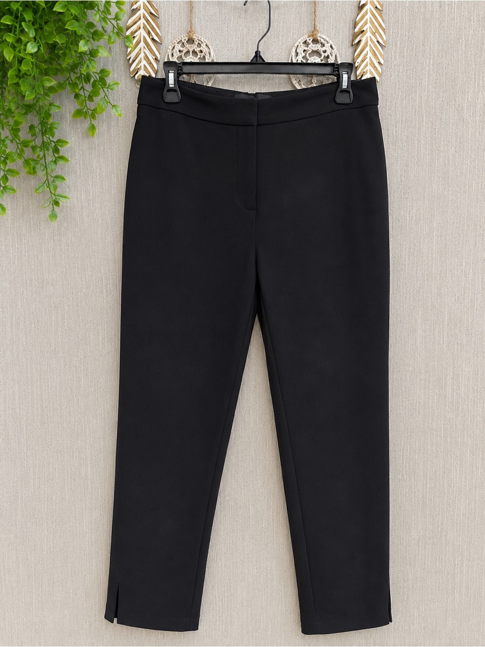 Premise Black Pinstripe Straight-Leg Trousers